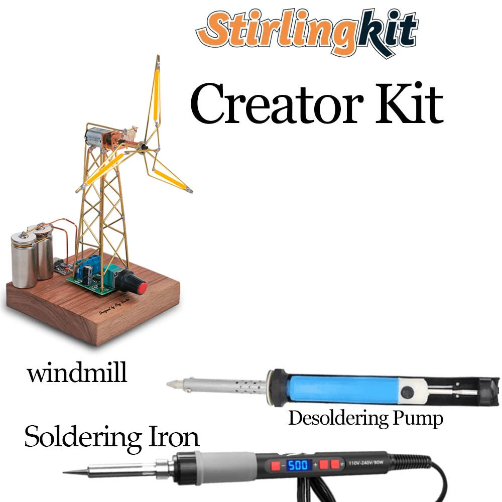 Build Your Own Windmill Desk Lamp DIY Kits Circuit Sculpture Model - stirlingkit