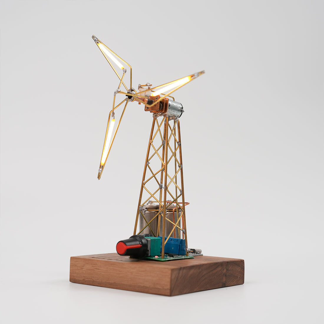 Build Your Own Windmill Desk Lamp DIY Kits Circuit Sculpture Model - stirlingkit