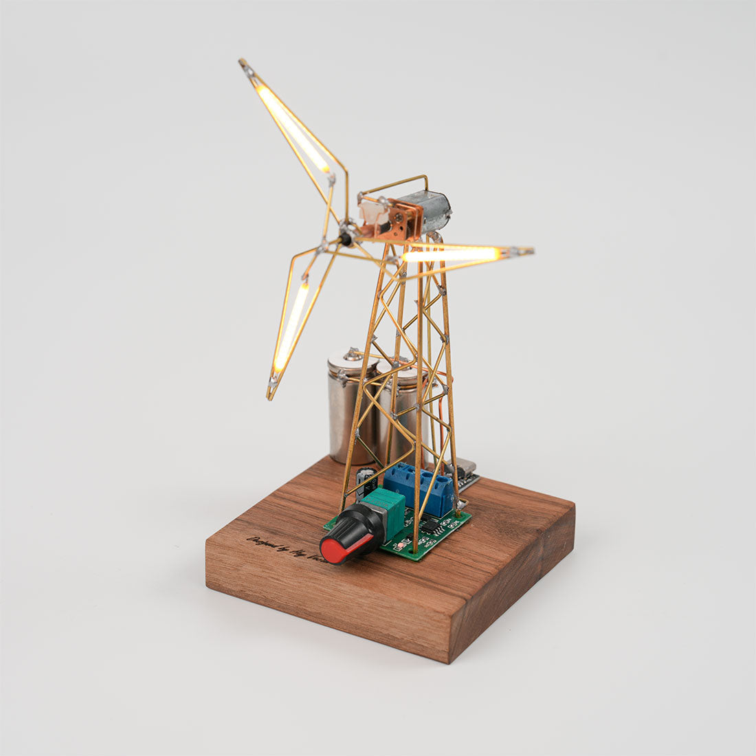 Build Your Own Windmill Desk Lamp DIY Kits Circuit Sculpture Model - stirlingkit
