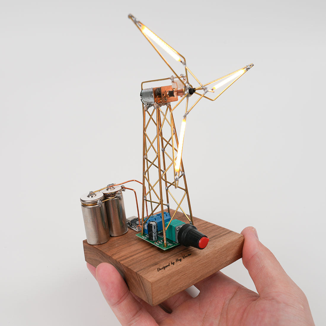 Build Your Own Windmill Desk Lamp DIY Kits Circuit Sculpture Model - stirlingkit