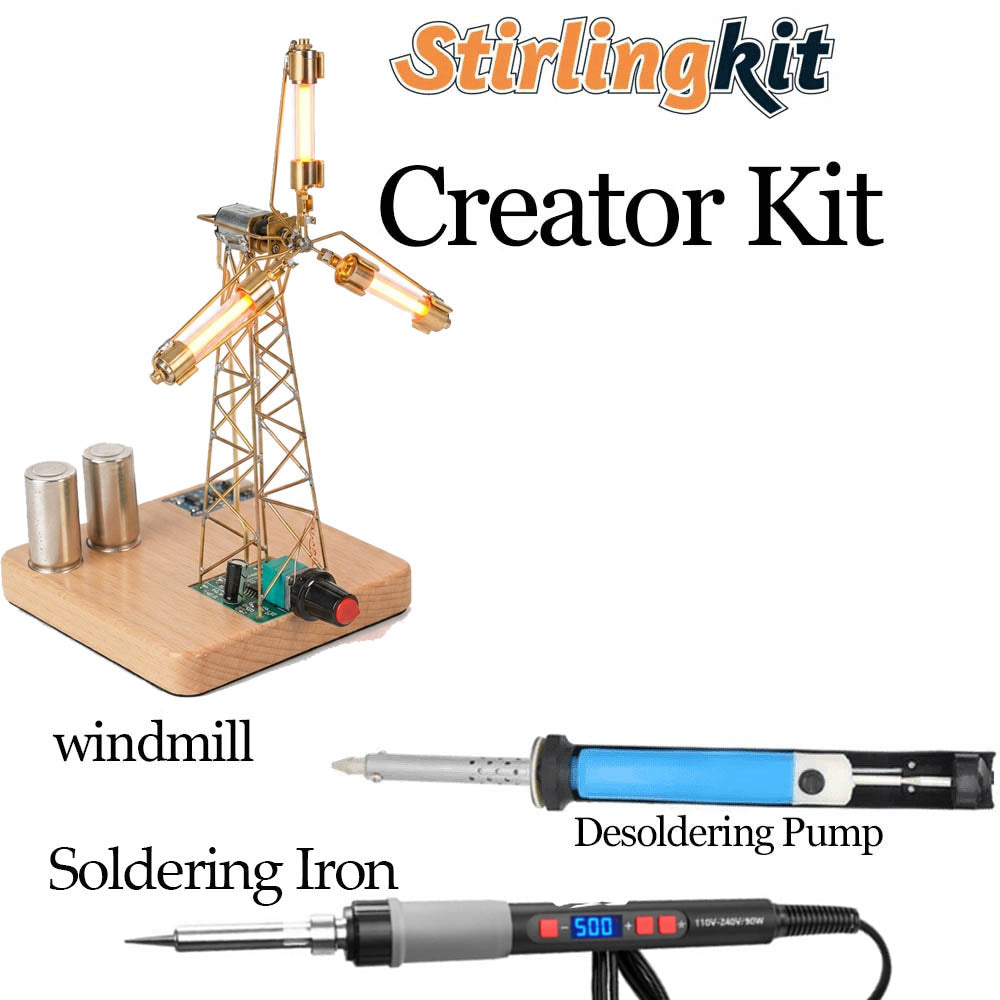 Build Your Own Windmill Desk Lamp DIY Kits Circuit Sculpture Model - stirlingkit