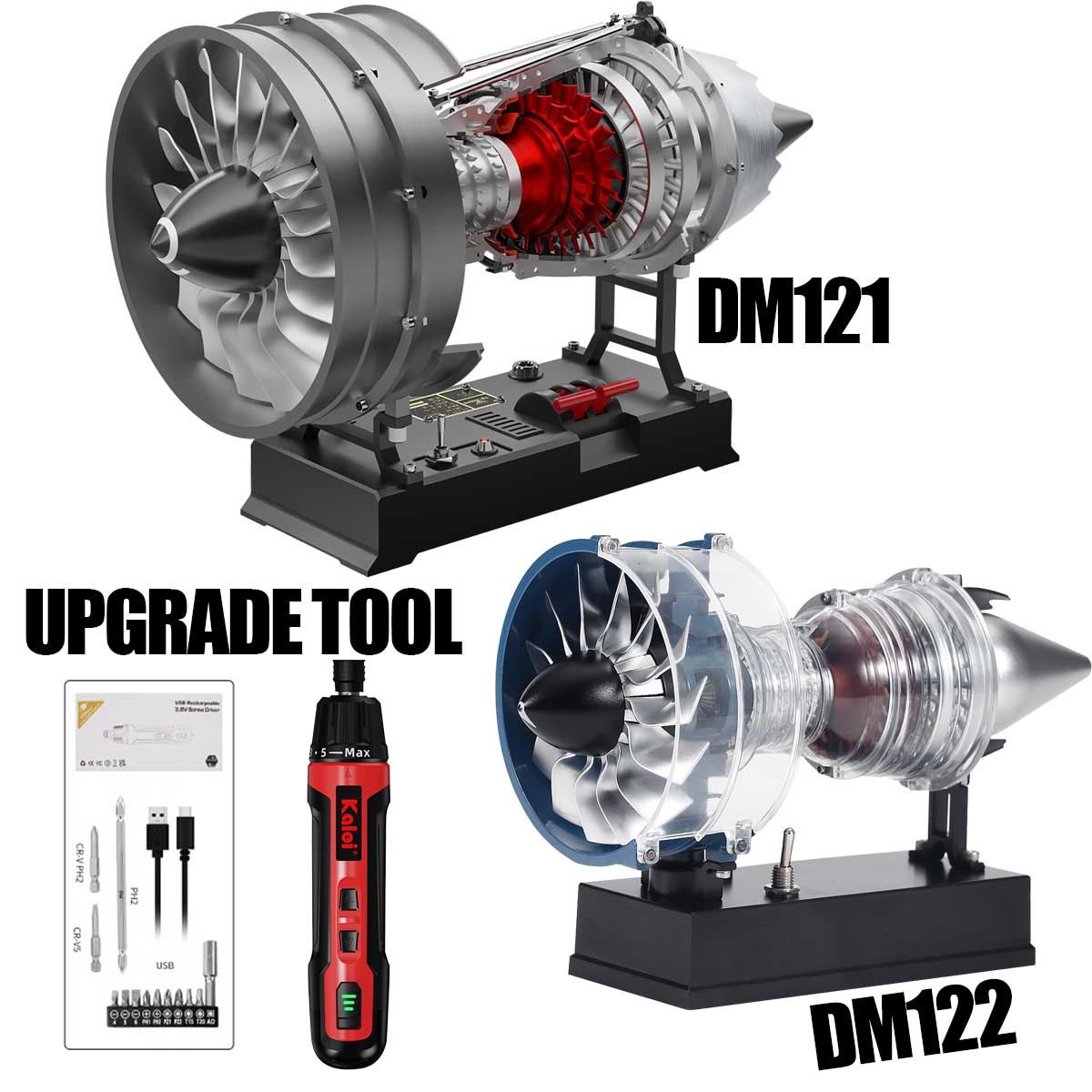 TECHING 1/12 Scale Dual Spool Cutaway Turbofan Engine Model Kits Build your Own Jet Engine Kit That Runs 300+pcs DM121