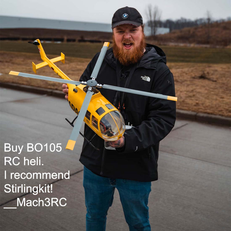FLYWING BO105 470 Size Scale GPS Heli Drone 2.4G 6CH Big Military RC Helicopter With H1 Flight Controller - stirlingkit