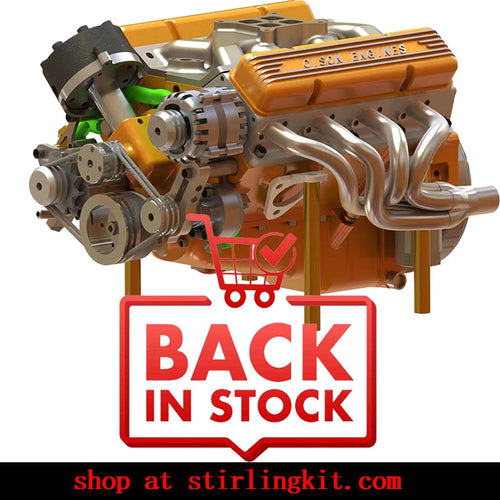 CISON 1/6 Gas Flathead V8 Engine Small Block Engine Model Kits Water-Cooled 4 Stroke 44cc - stirlingkit