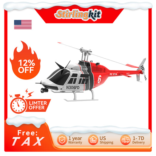 RC ERA C138 206 RC Helicopter 2.4G 6CH 1/33 Scale No Aileron Helicopter with Altitude Hold - stirlingkit