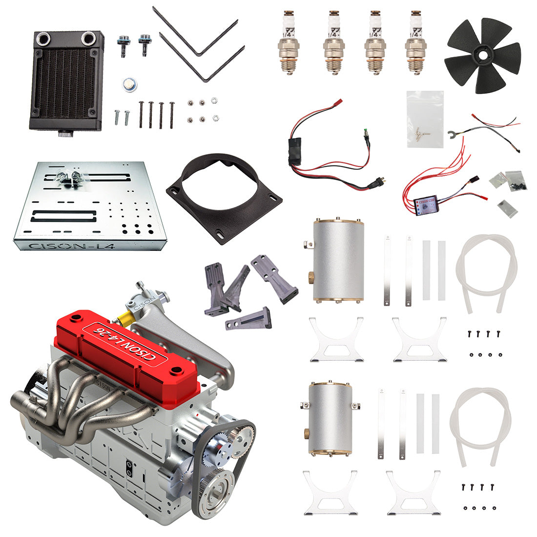 TOYAN FS-L400BGC Gas Powered 14CC Inline Four Cylinder 4 Stroke Engine Model Kits Full Set One Key Start - stirlingkit
