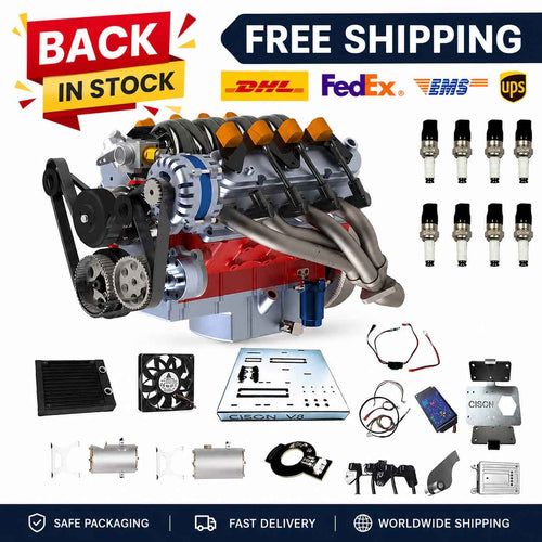 Cison V8 Engine Kits LS-52 with MCU Ignition Metal Base Full Set 52cc ...