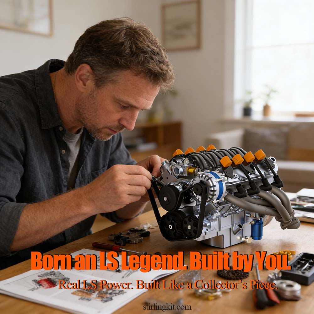CISON LS-52 Mini V8 Engine Model Kit – 1/5 Scale 52cc Water-Cooled 4-Stroke Gasoline OHV V8 Engine DIY Kit - stirlingkit