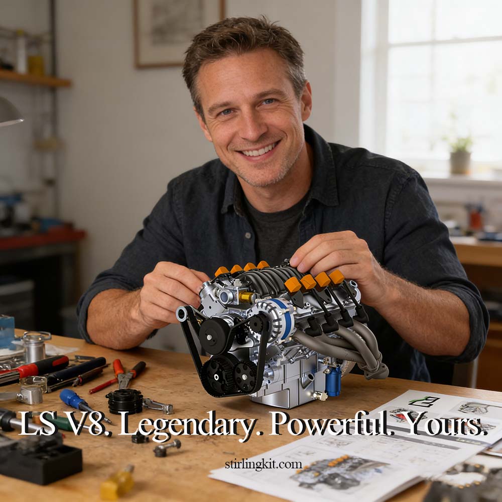 CISON LS-52 Mini V8 Engine Model Kit – 1/5 Scale 52cc Water-Cooled 4-Stroke Gasoline OHV V8 Engine DIY Kit - stirlingkit