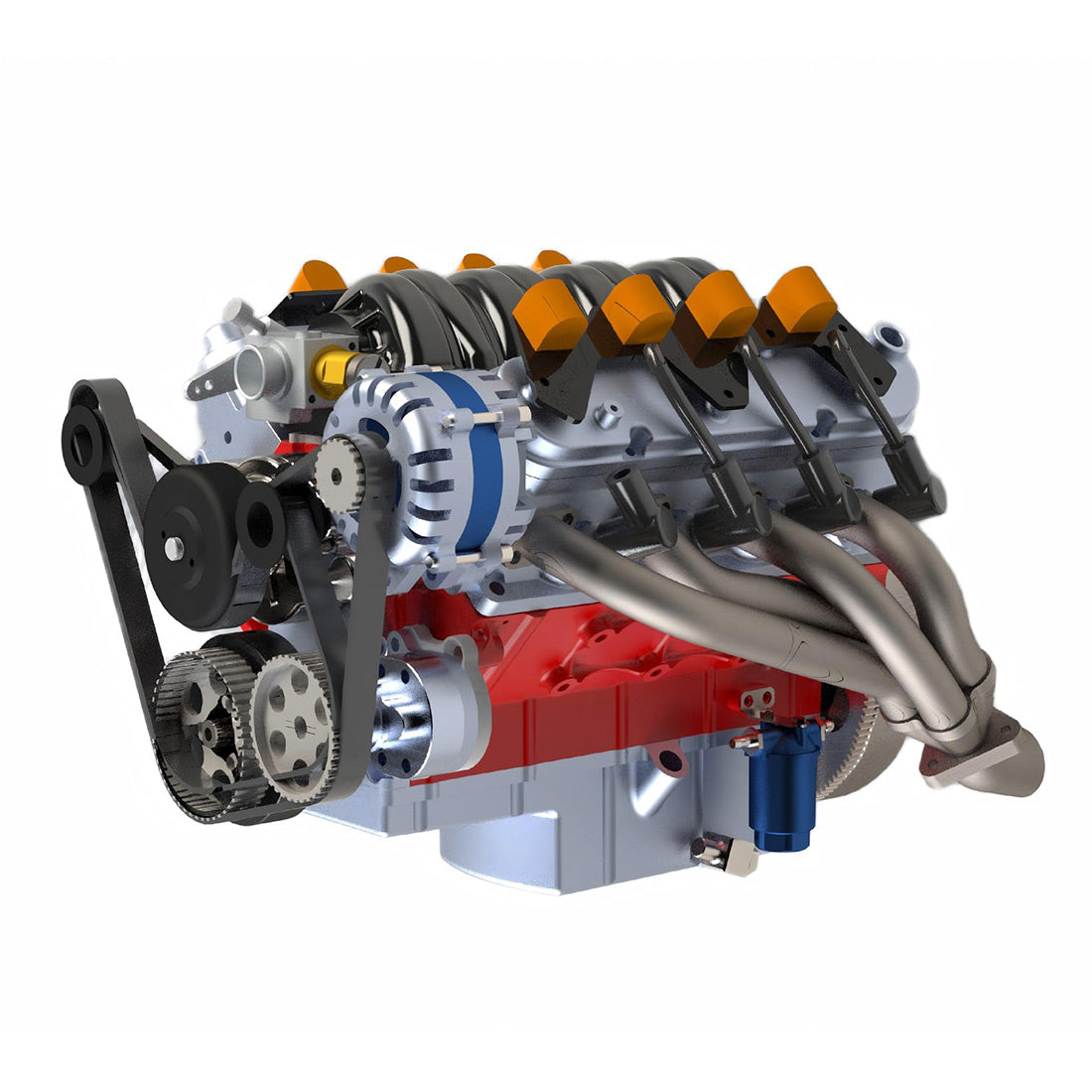 Cison V8 Engine Kits LS-52 with MCU Ignition Metal Base Full Set 52cc - stirlingkit