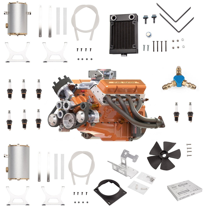 CISON Gasoline OHV V8 Small-block Engine Model Kits 4-Stroke 44cc Water-Cooled 1/6