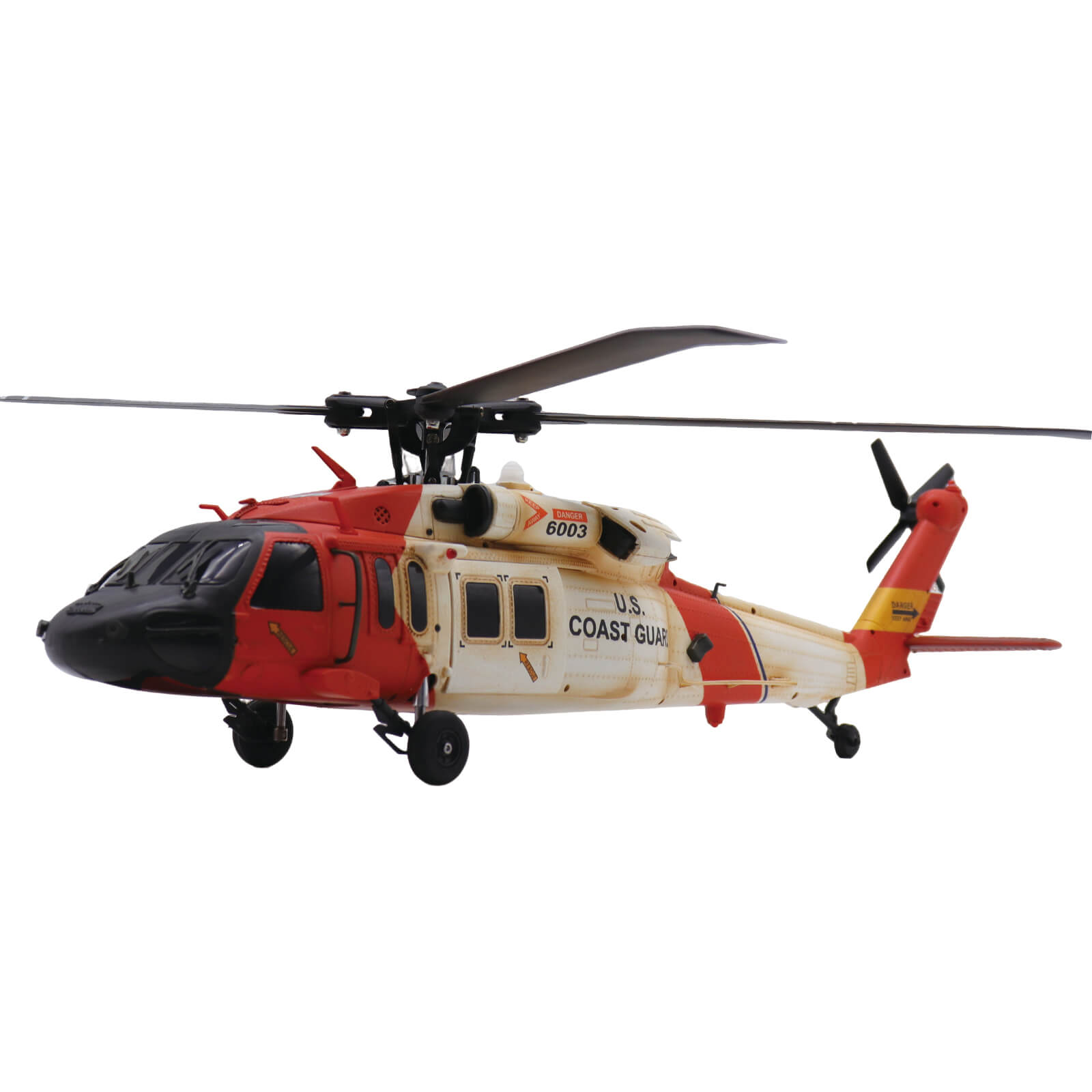 F09-S UH-60 Jayhawk rescue helicopter with hand-weathered finish by Stirlingkit studio - sun-bleached orange, salt-streaked white and exhaust staining