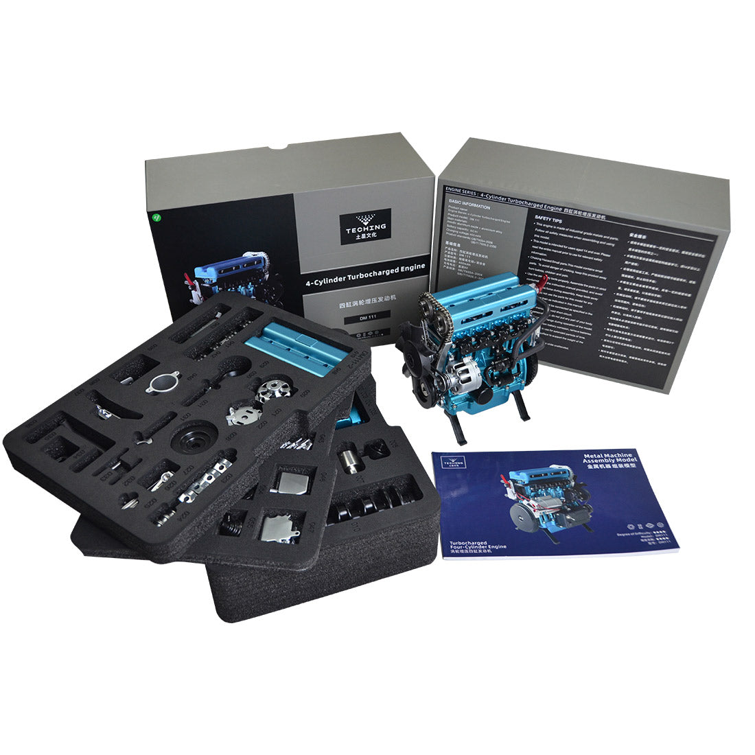 TECHING Construisez vos propres kits de moteur 4 cylindres pour adultes avec turbocompresseur DM111 Upgrade