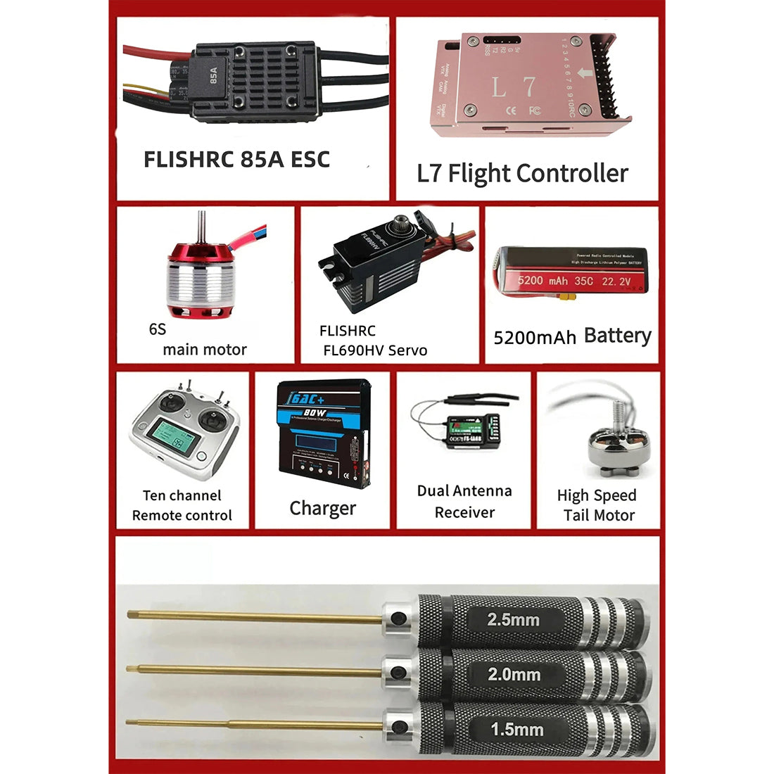 FLISHRC FL500 AH-64 500-Class Large Scale GPS RC Helicopter Model 2.4G 6CH - stirlingkit