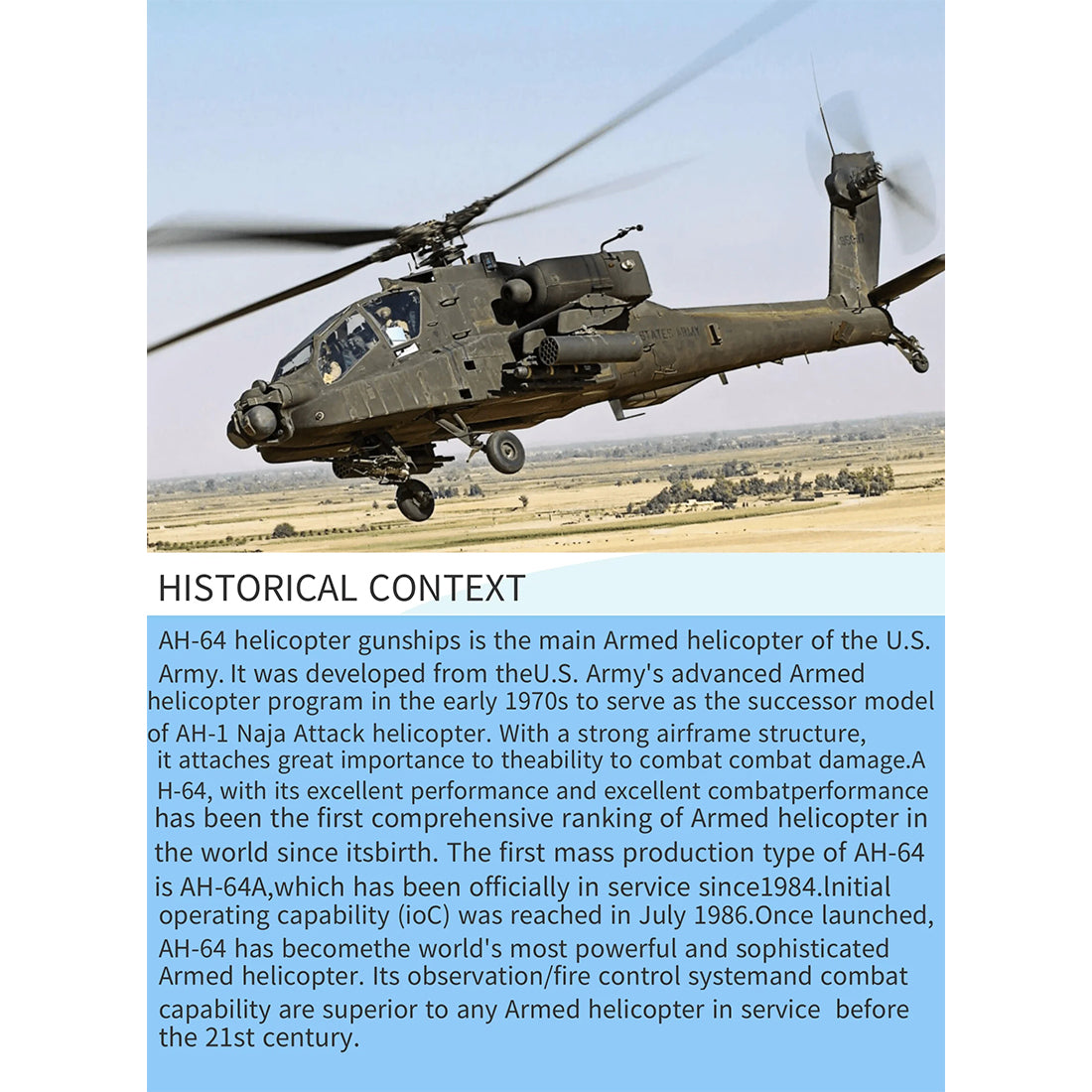 FLISHRC FL500 AH-64 500-Class Large Scale GPS RC Helicopter Model 2.4G 6CH - stirlingkit
