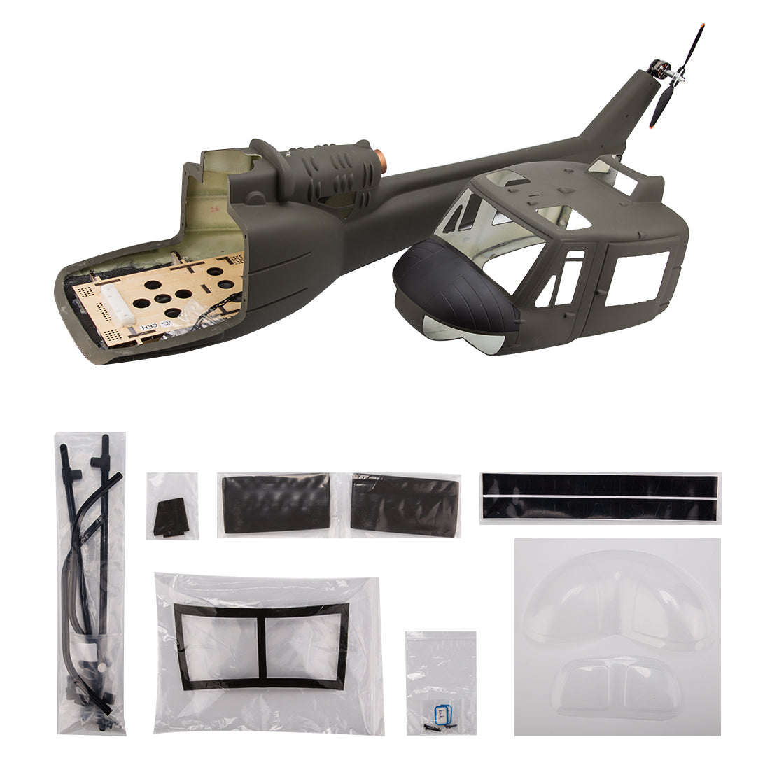 FLISHRC FL500 UH-1 Huey 500-Class Huge Scale GPS RC Helicopter Model 2.4G 6CH Gunship Model RTF - stirlingkit