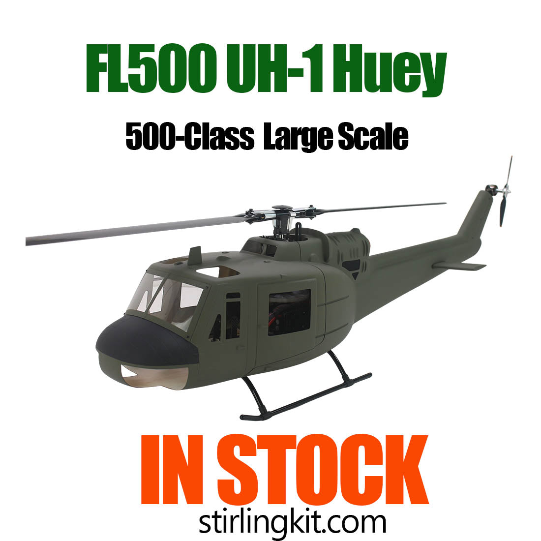 FLISHRC FL500 UH-1 Huey 500-Class Huge Scale GPS RC Helicopter Model 2.4G 6CH Gunship Model RTF - stirlingkit