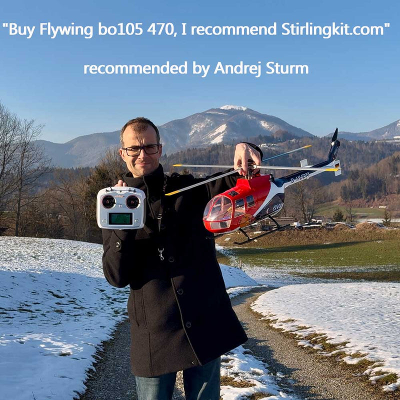 FLYWING BO105 470 Size Scale GPS Heli Drone 2.4G 6CH Big Military RC Helicopter With H1 Flight Controller - stirlingkit