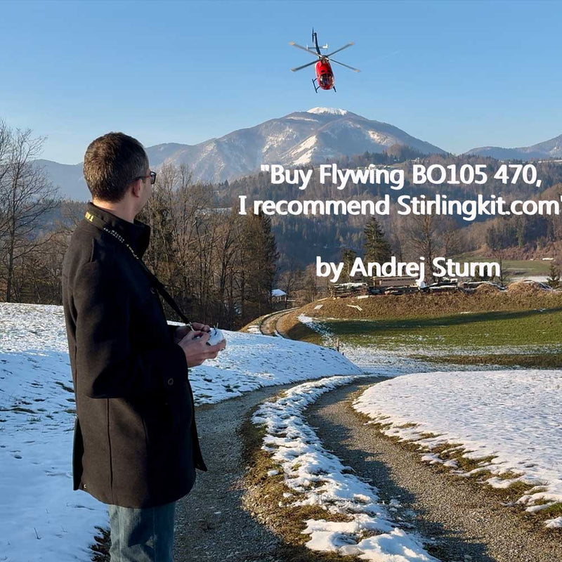 FLYWING BO105 470 Size Scale GPS Heli Drone 2.4G 6CH Big Military RC Helicopter With H1 Flight Controller - stirlingkit
