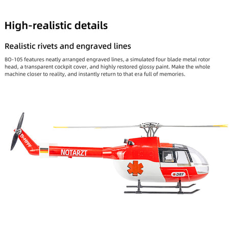 FLYWING BO105 470 Size Scale GPS Heli Drone 2.4G 6CH Big Military RC Helicopter With H1 Flight Controller - stirlingkit