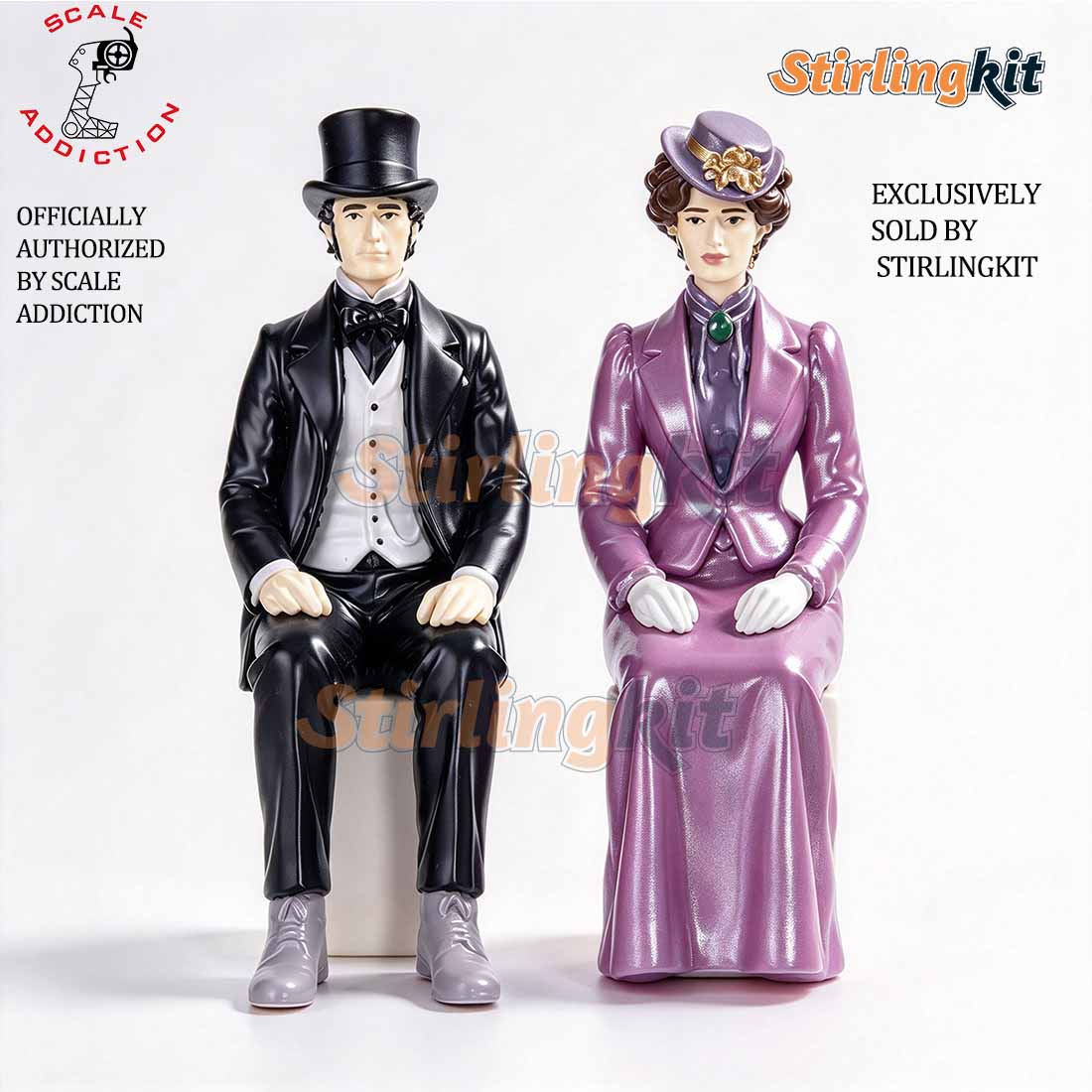 Lady & Gentleman Figures The Victorian Passenger Set for TECHING DM229 First Automobile Model Kits