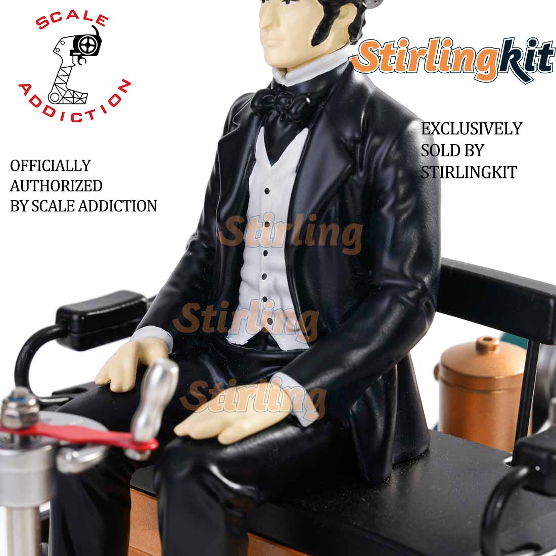 Gentleman figure waistcoat and bow tie detail