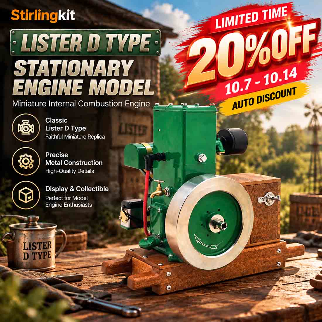 RETROL & OKMO D Type Sationary Engine Model Miniature Internal Combustion Engine
