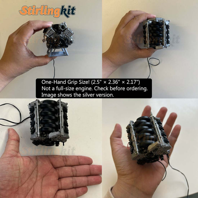 MAD RC Simulated V8 Engine KIT that Works Original Color Unpainted Version - stirlingkit