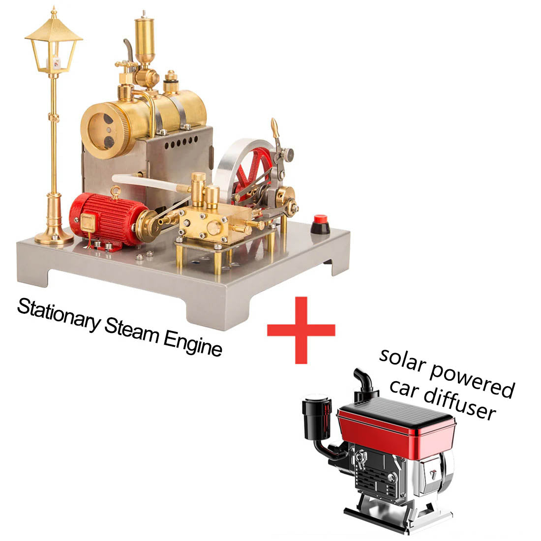 RETROL SE-02 DIY Horizontal Mill Steam Engine Boiler Model Kits with Generator Streetlight - stirlingkit