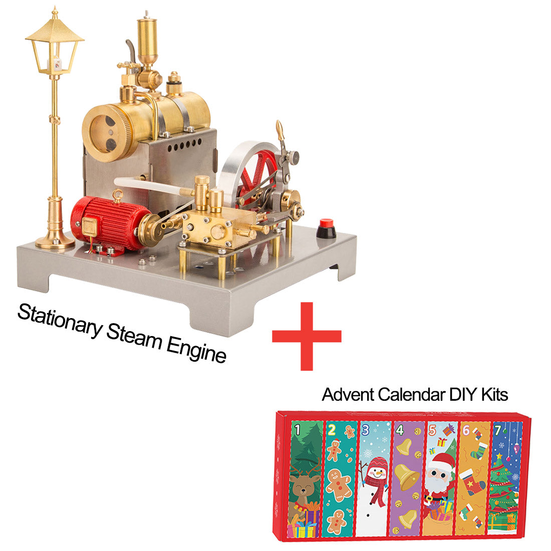 RETROL SE-02 DIY Horizontal Mill Steam Engine Boiler Model Kits with Generator Streetlight - stirlingkit