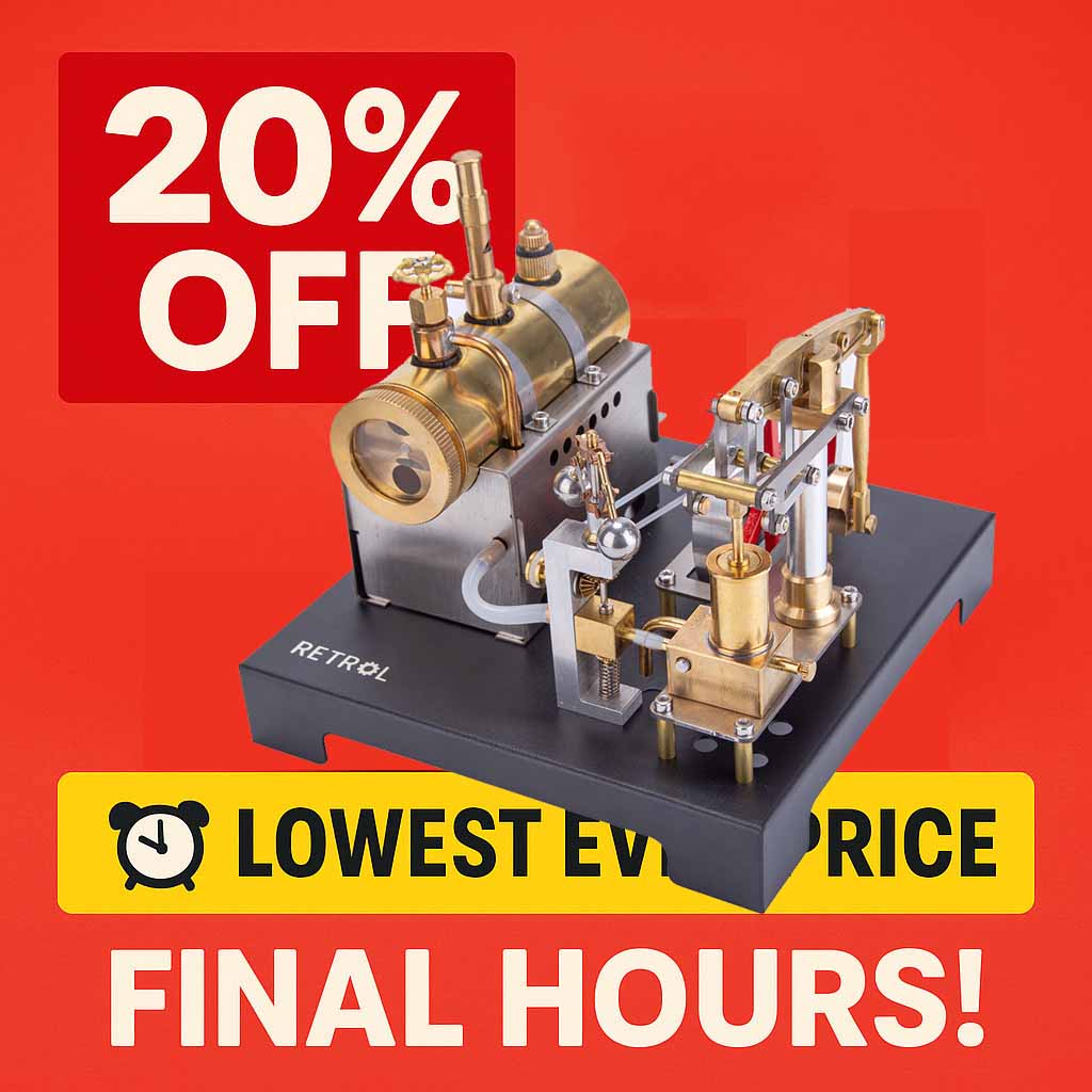 RETROL DIY Steam Beam Engine Model with Boiler & Centrifugal Flyball Governor Model Assembly Kit