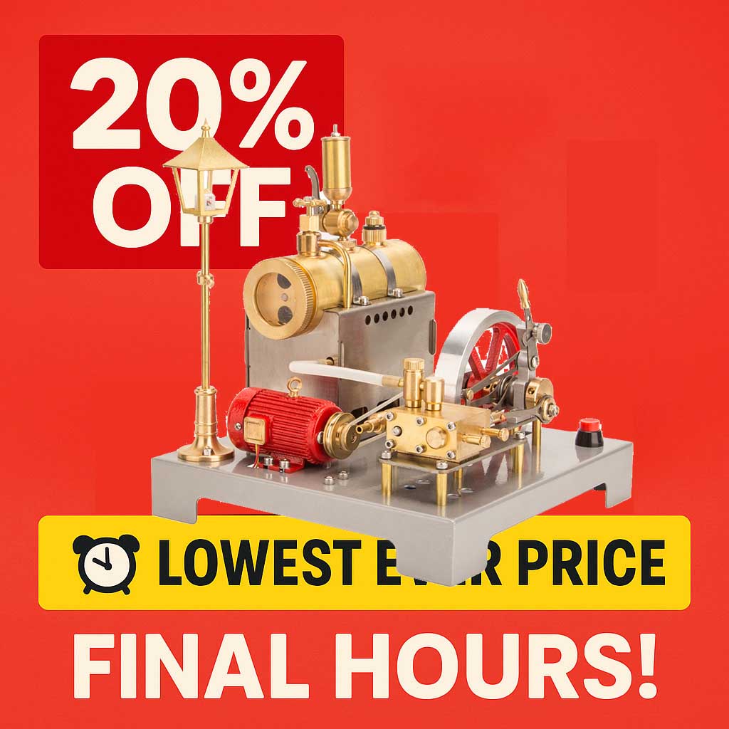 RETROL SE-02 DIY Horizontal Mill Steam Engine Boiler Model Kits with Generator Streetlight - stirlingkit
