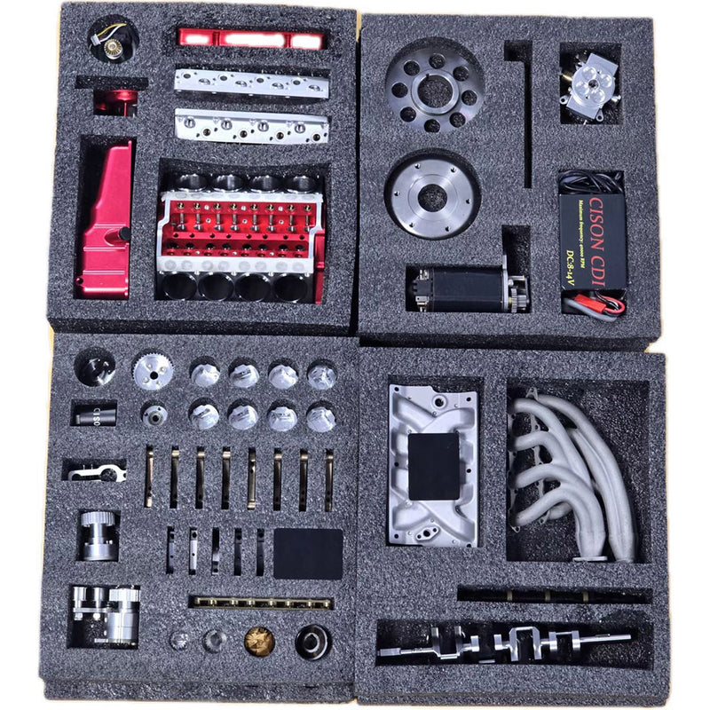 CISON Gasoline OHV V8 Small-block Engine Model Kits 4-Stroke 44cc Water-Cooled 1/6 - stirlingkit