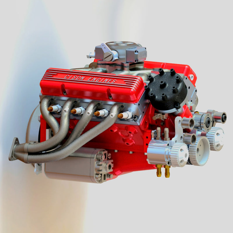 CISON Gasoline OHV V8 Small-block Engine Model Kits 4-Stroke 44cc Water-Cooled 1/6 - stirlingkit