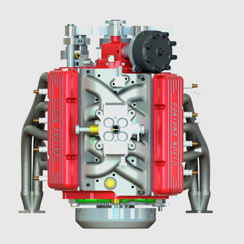 CISON Gasoline OHV V8 Small-block Engine Model Kits 4-Stroke 44cc Water-Cooled 1/6 - stirlingkit