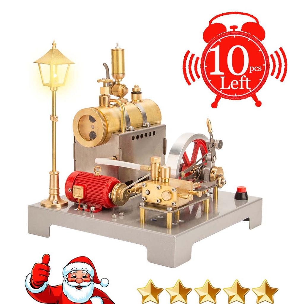 RETROL SE-02 DIY Horizontal Mill Steam Engine Boiler Model Kits with Generator Streetlight - stirlingkit