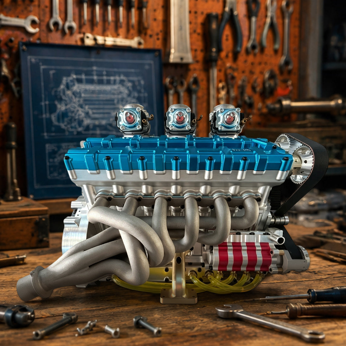 RUIFEIYA V12-180 Gas V12 Engine Model 180cc DOHC 1/4 Scale High Performance Model Engine - stirlingkit
