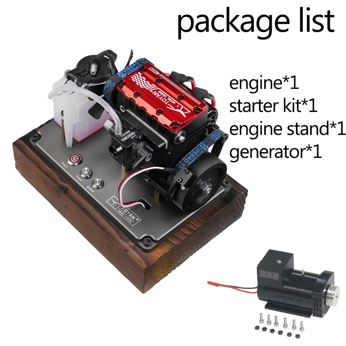 SEMTO ST-NF2 Custom Miniature Gas 2-cyliner Engine Models with 12V DC Generator Set One Key Start - stirlingkit