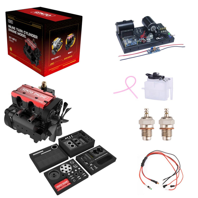TOYAN FS-L200W 4 Stroke 2 Cylinder DIY Build RC Car Engine Kit That Runs - stirlingkit
