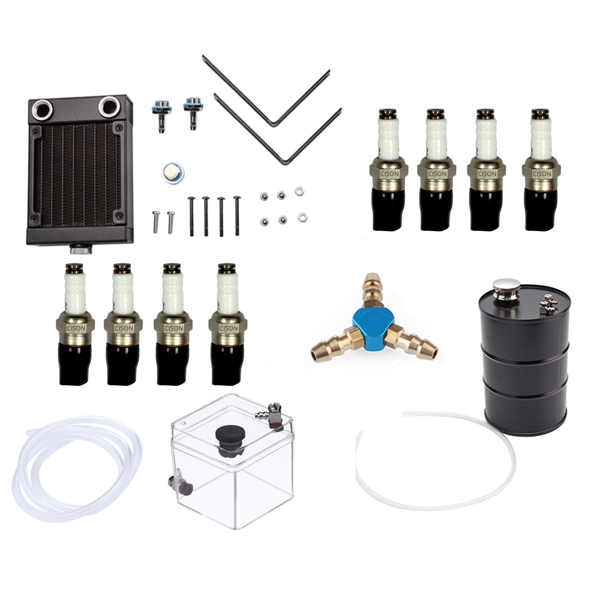 Starter Kit With Water-Cooling Radiator Tank Kits for Cison V8 Engine Model Kits - stirlingkit