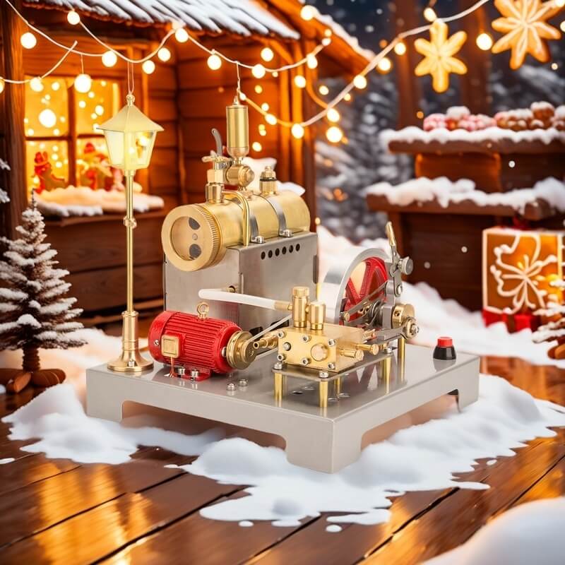 RETROL SE-02 DIY Horizontal Mill Steam Engine Boiler Model Kits with Generator Streetlight - stirlingkit