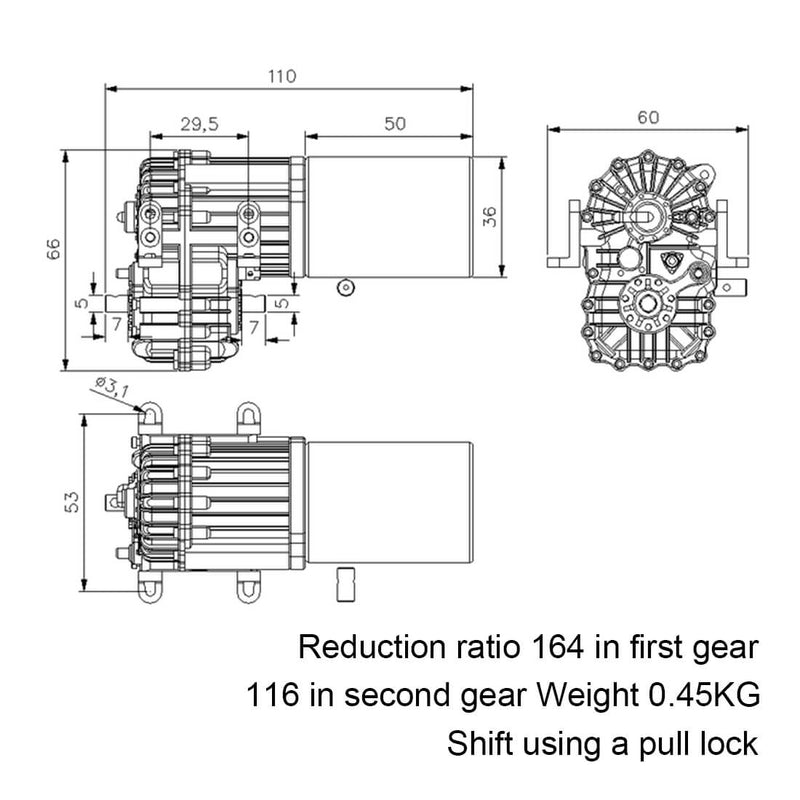 JDM-135 1/14 High-Torque Planetary Gearbox Model for RC Vehicle Modification (Finished Version) - stirlingkit