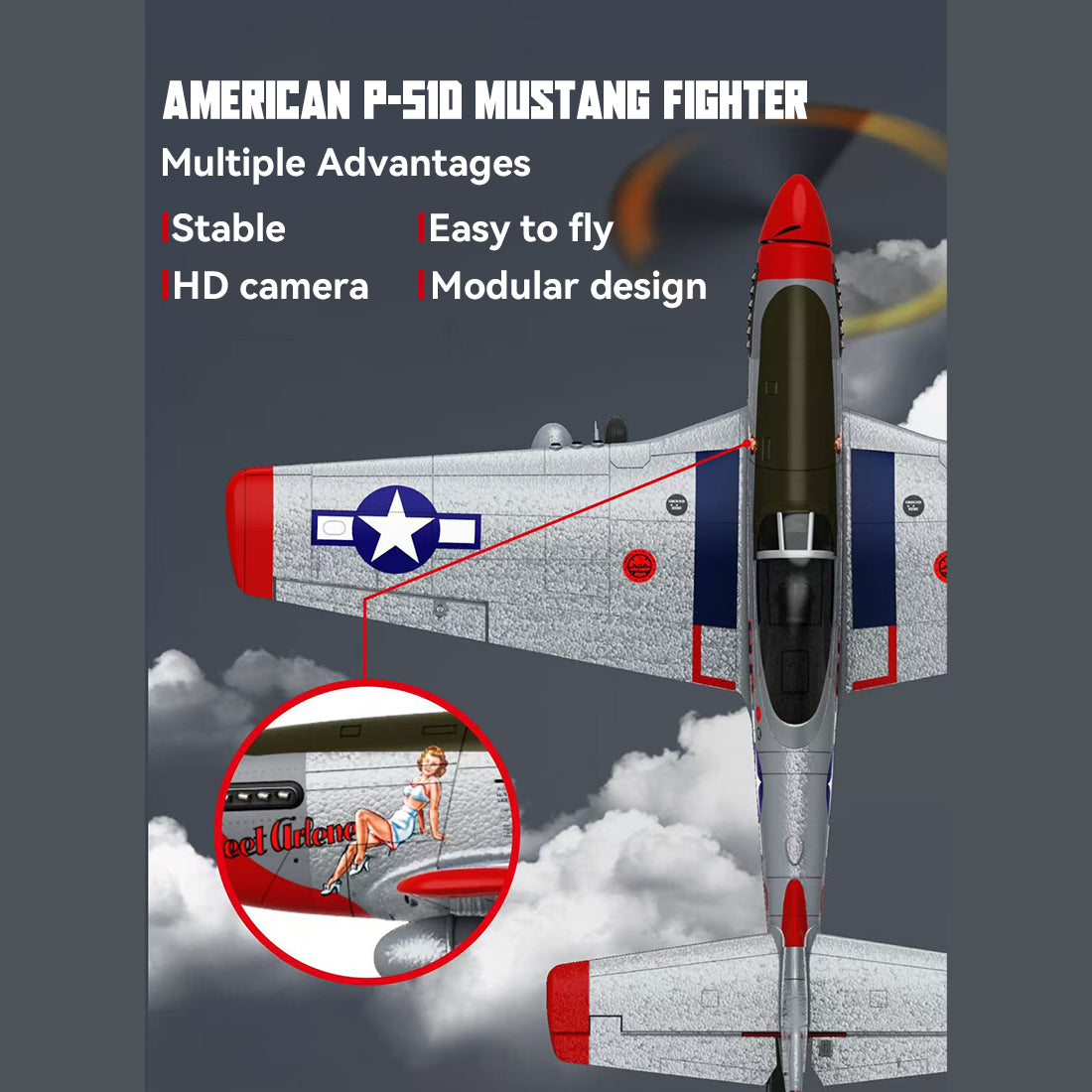 1/16 Scale Composite ARF Model Aircraft RC P-51D RTF 685mm Wingspan RCFixed Wing Aircraft - stirlingkit