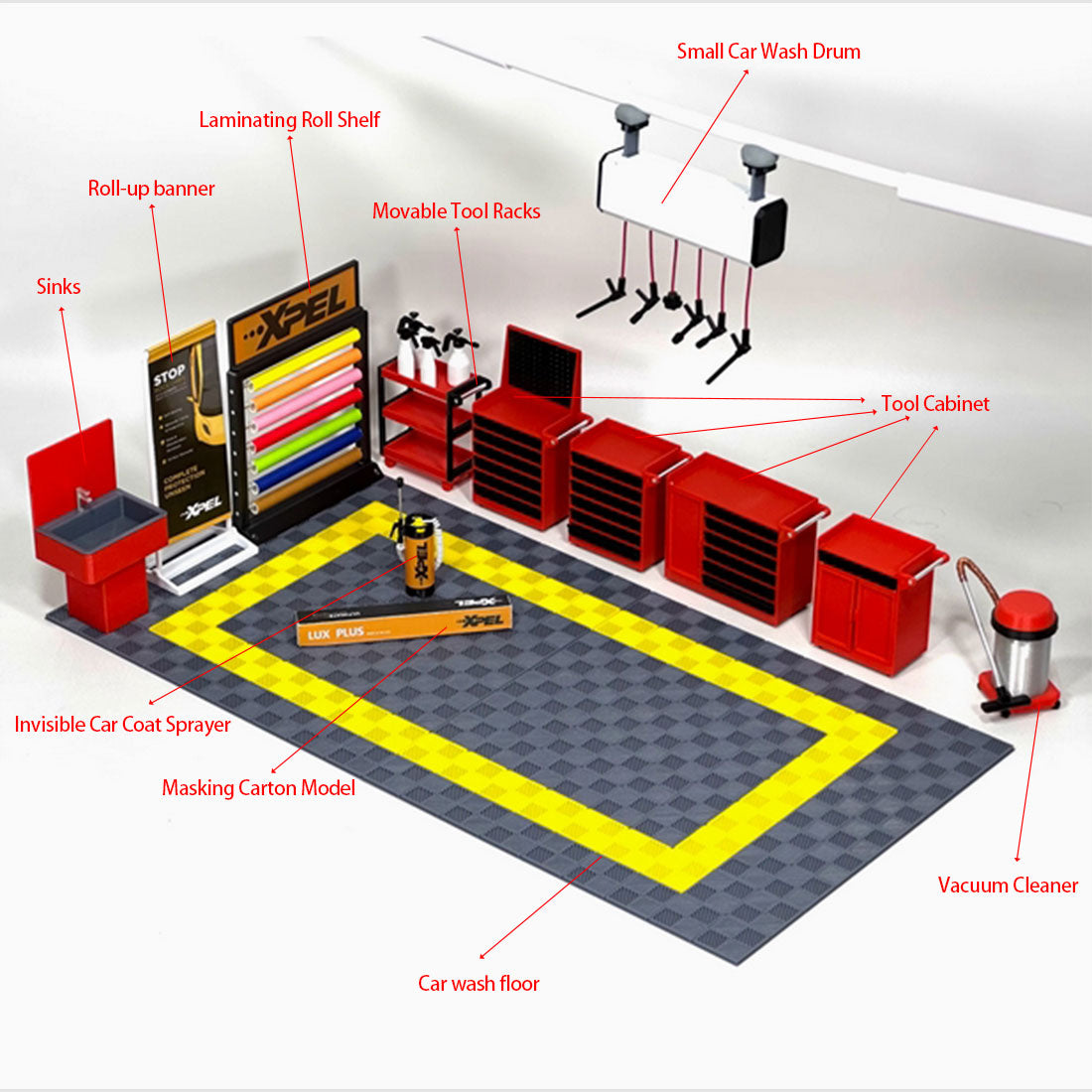 1:18 Car Repair Garage Model Kit – DIY Workshop Scene Accessories & Gift Decor