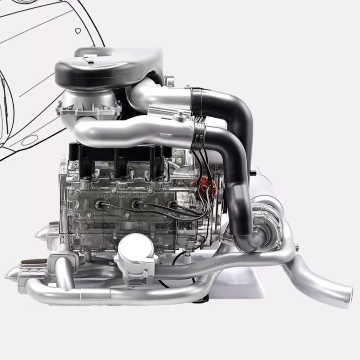 1/3 Scale DIY Flat-six Engine Model Building kits Build Your Own Functional Horizontally Opposed-six Cylinder Engine with Working Turbocharger - stirlingkit