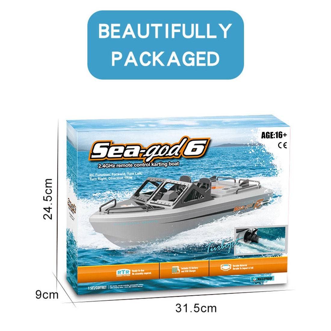 1/32 Scale RC High Speed Rescue Boat Model RTR 0694 2.4G 8KM/H - stirlingkit