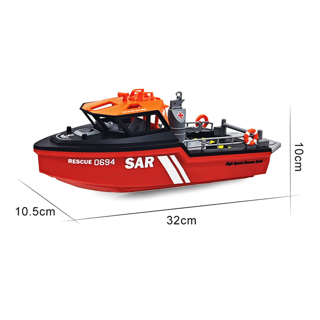 1/32 Scale RC High Speed Rescue Boat Model RTR 0694 2.4G 8KM/H - stirlingkit
