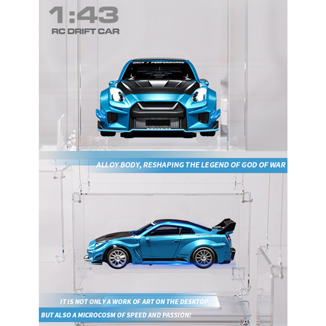 1:43 Micro Scale RC Drift Car 2.4G 4WD Full-Proportional Gyro RC Vehicle with LED Lights RTR