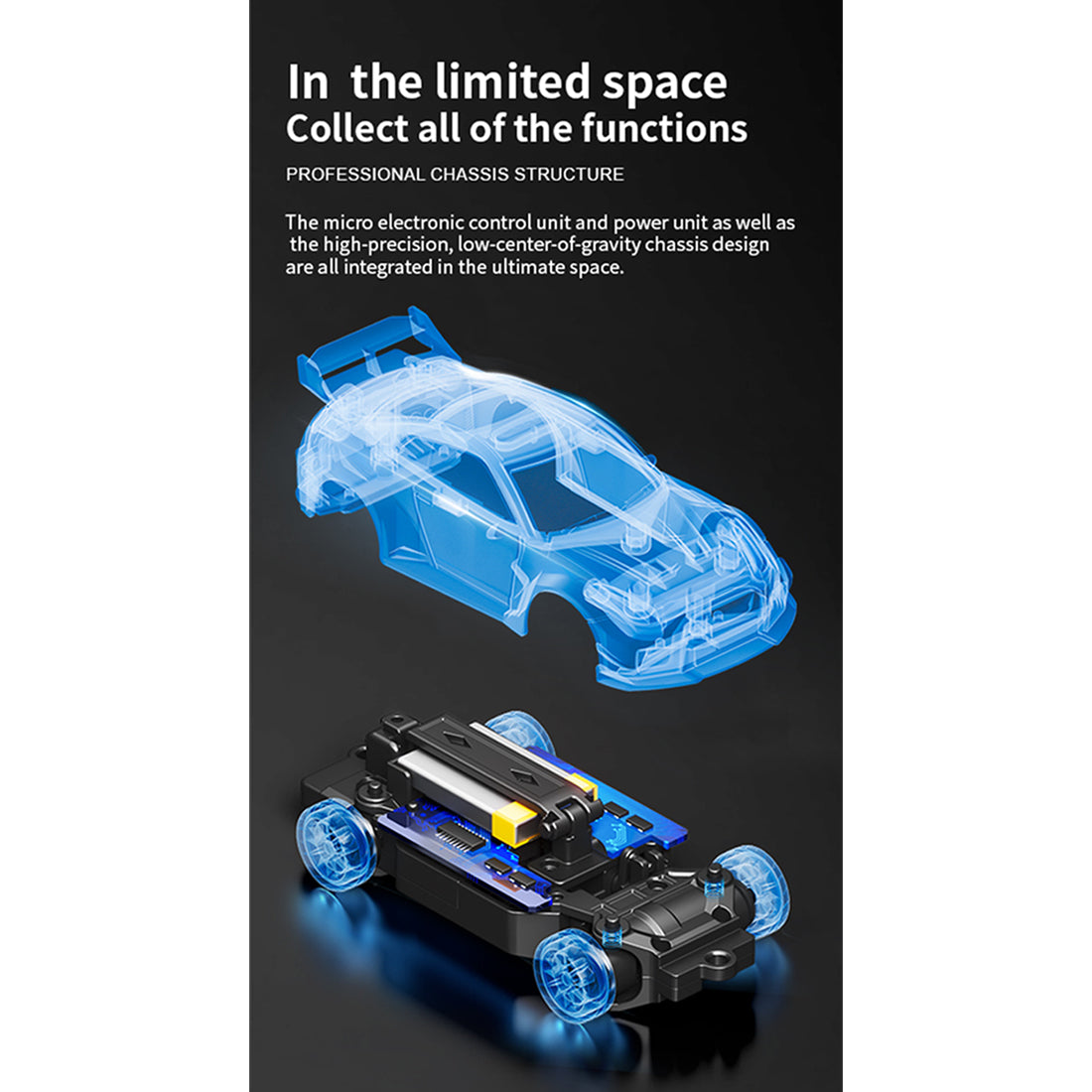 1:43 Micro Scale RC Drift Car 2.4G 4WD Full-Proportional Gyro RC Vehicle with LED Lights RTR