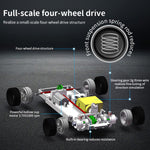 1/43 Scale Mini RC Car 2.4G Full-Proportional LED Remote Control 4WD Drift Racing Car - stirlingkit